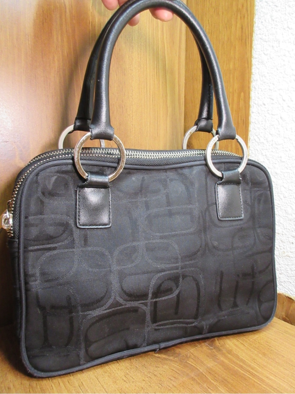 Express Black Satchel with Silver Ring Hardware